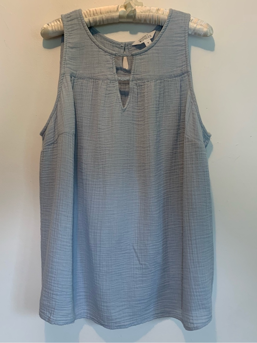 New Market & Spruce Gauzy Cotton Tank Top Blue 2X 1X